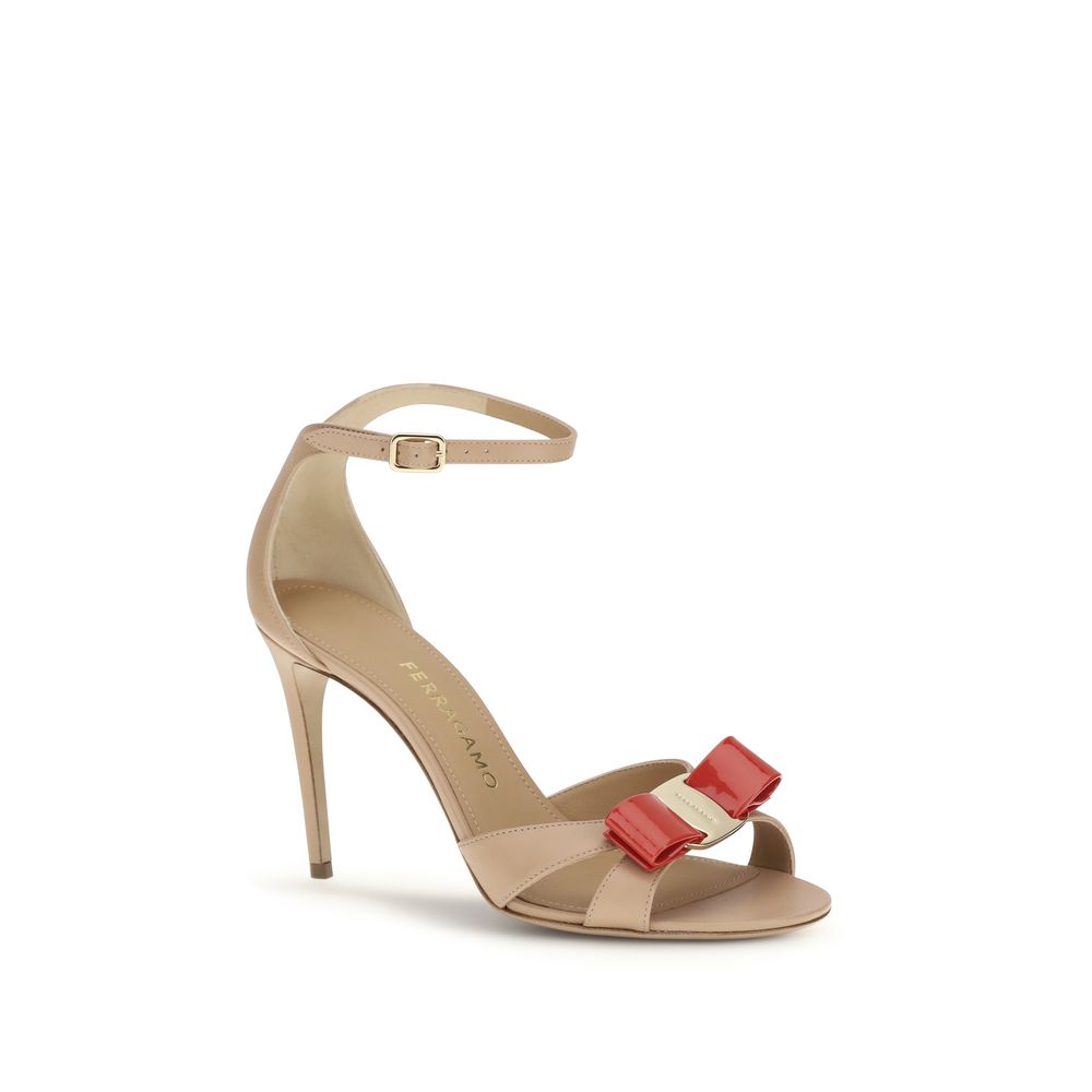 Beige Leder Vara Stiletto-Sandalen
