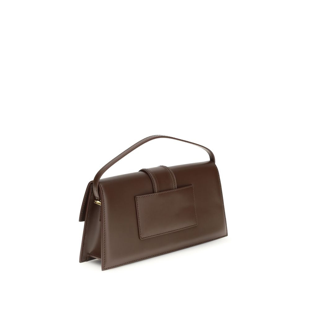 Brown Leather Calf Shoulder Bag with Magnetic Flap Closure