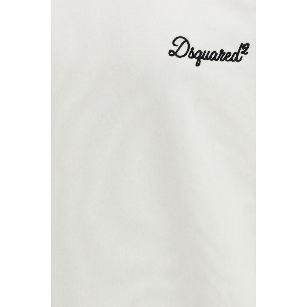 White Cotton Sweatshirt with Logo Embroidery