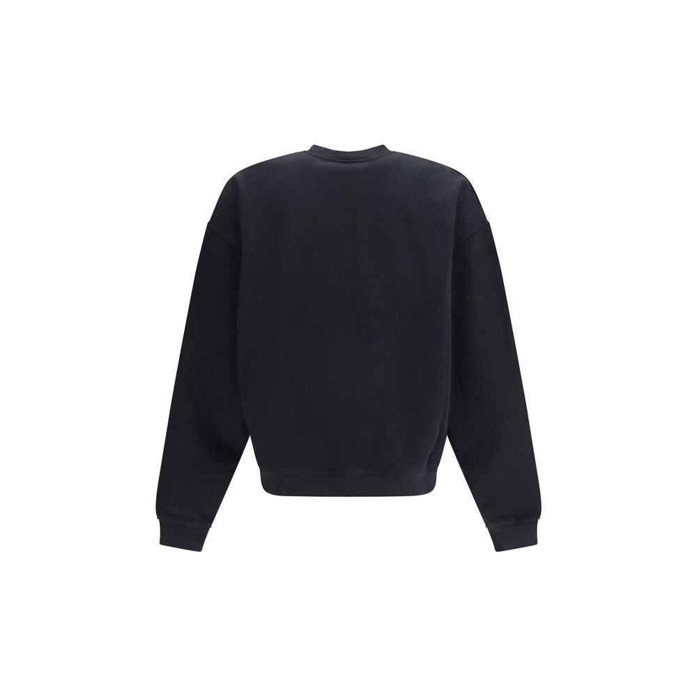 Schwarzes Baumwoll-Sweatshirt mit Logo-Stickerei