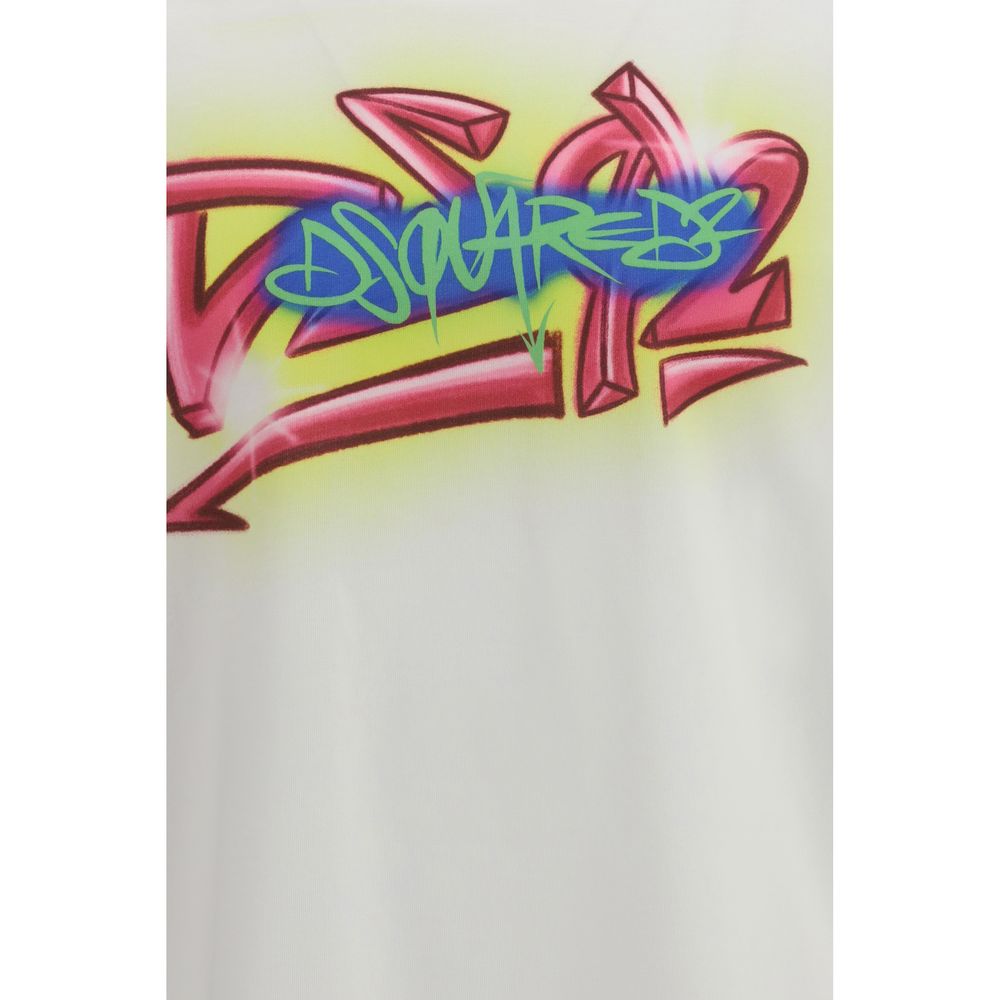 White Cotton T-Shirt with Bold Graphic Print