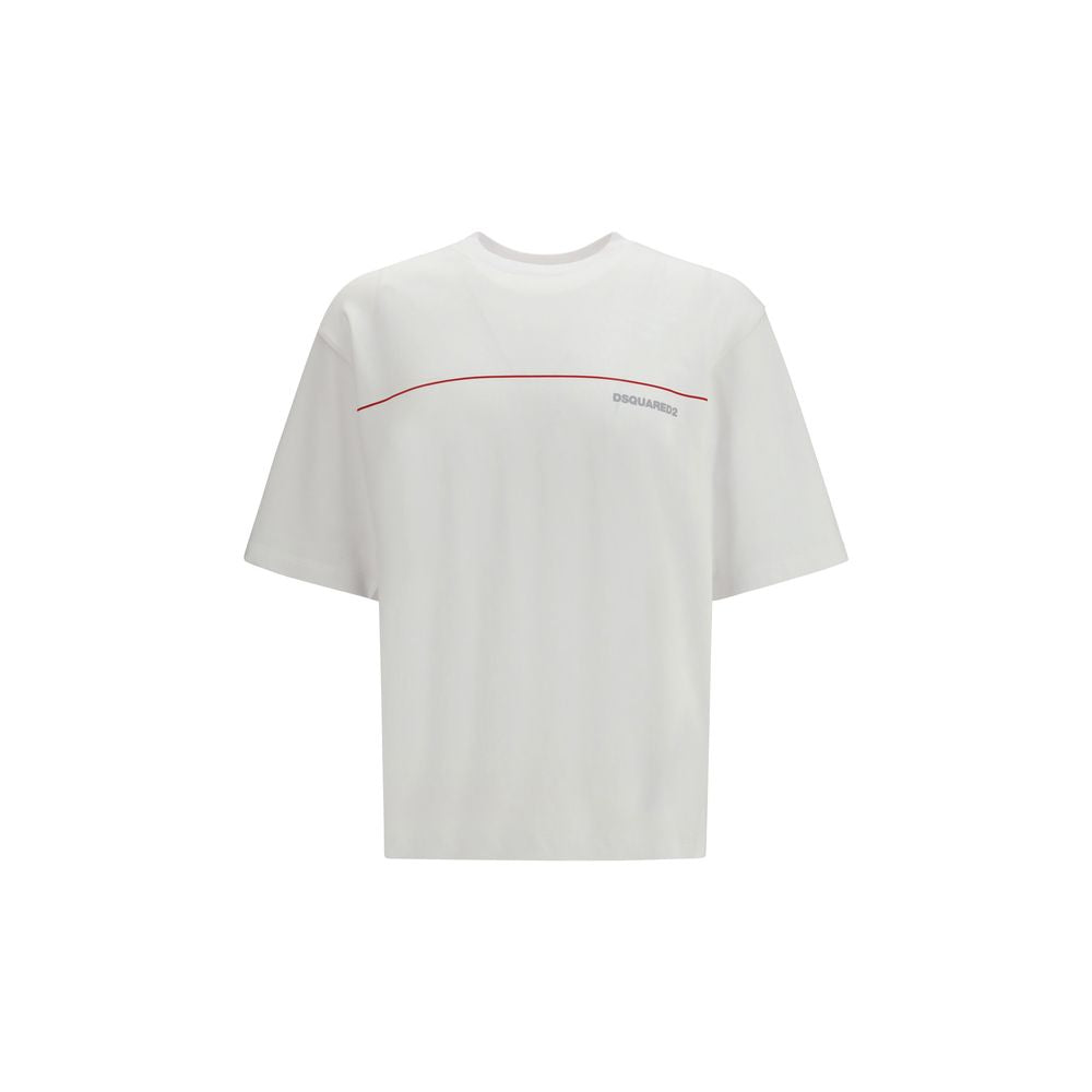 White Cotton T-Shirt with Logo Print by Dsquared2