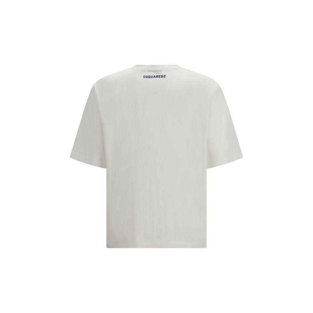 White Cotton T-Shirt with Contrasting Lettering by Dsquared2