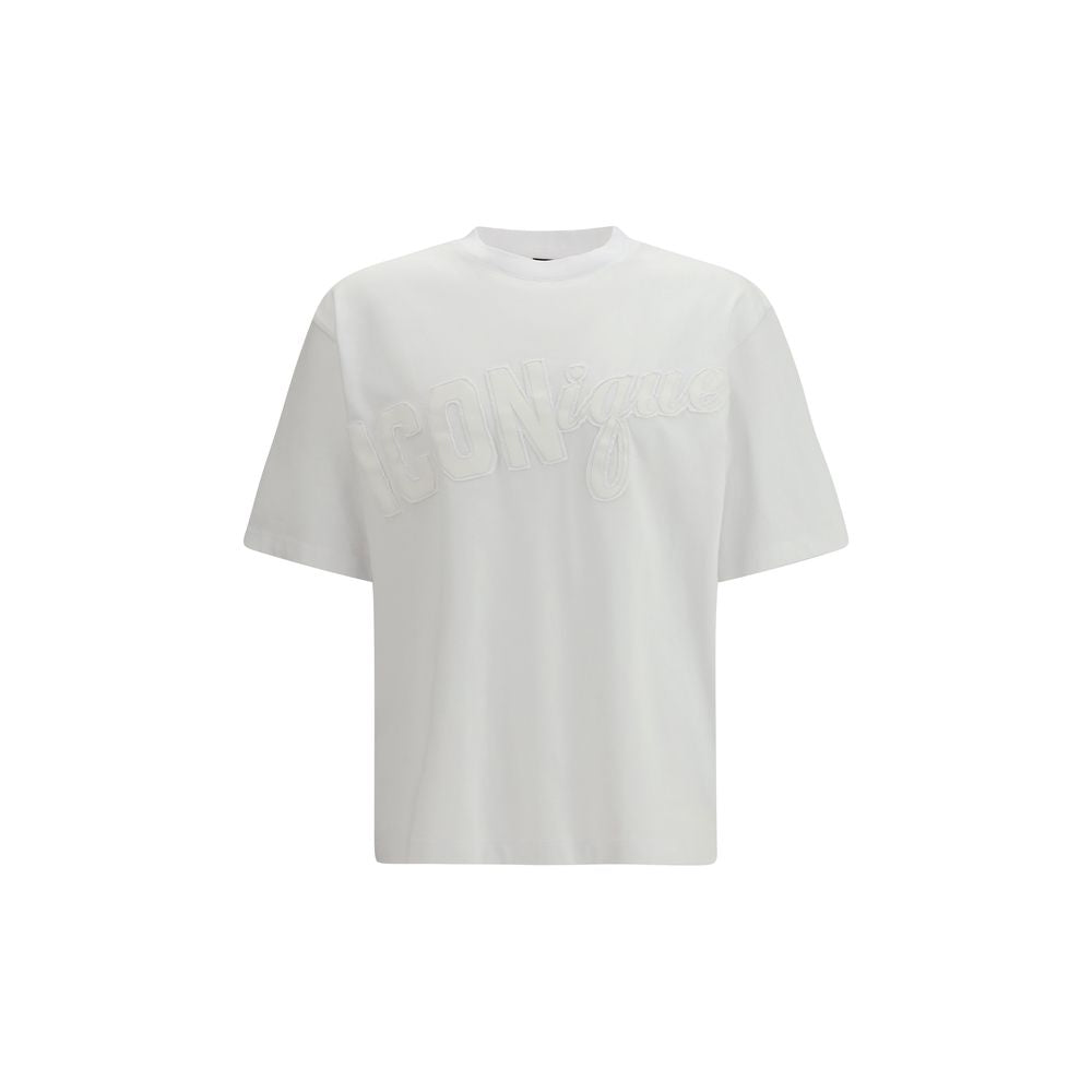 White Cotton T-Shirt with Logo Print by Dsquared2