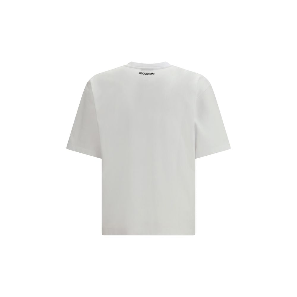 White Cotton T-Shirt with Logo Print by Dsquared2