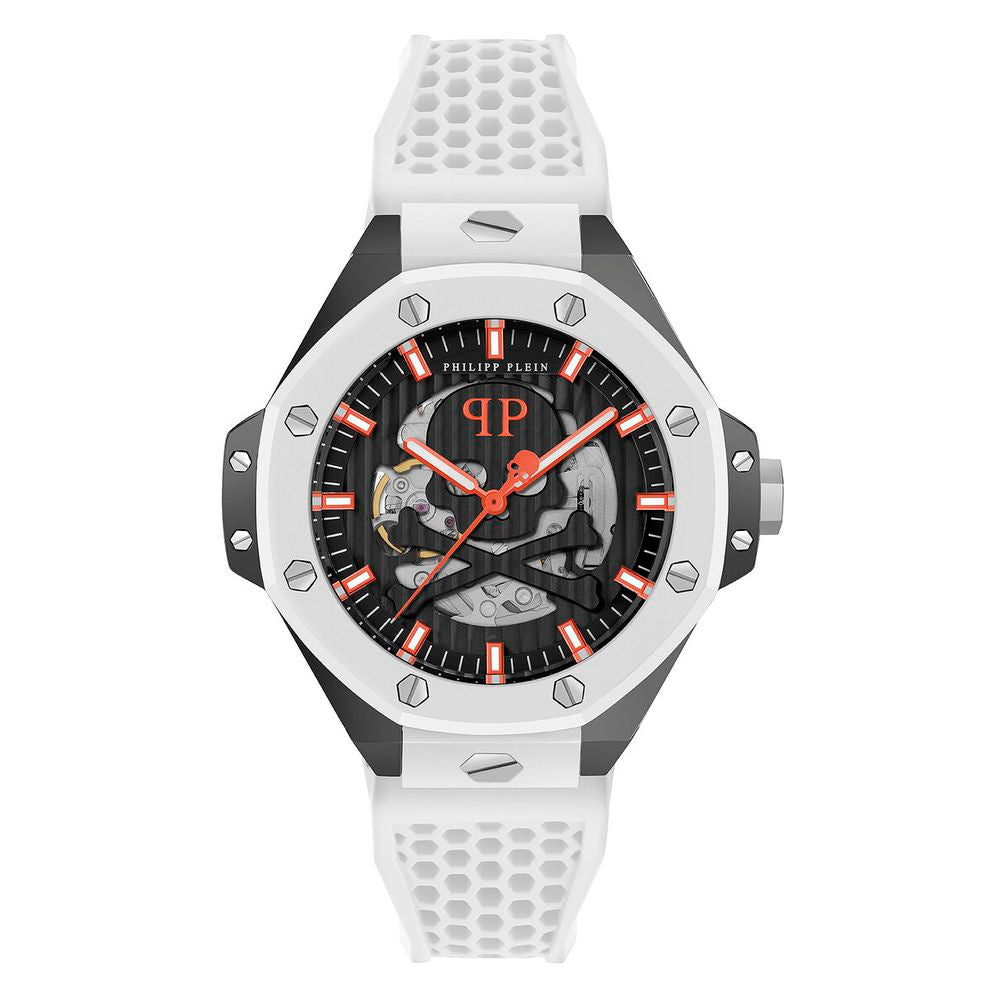 White Synthetic Sport Watch with Black Dial