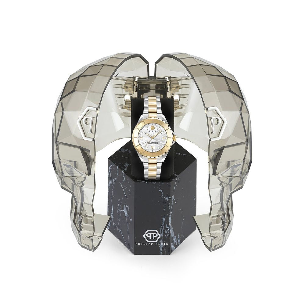 Gold Stainless Steel Dress Watch with White Dial