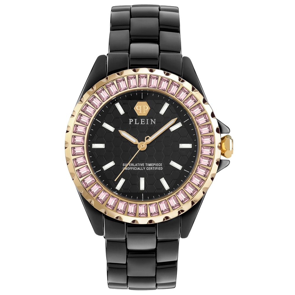 Schwarze Armbanduhr aus Synthetik mit Chronometer