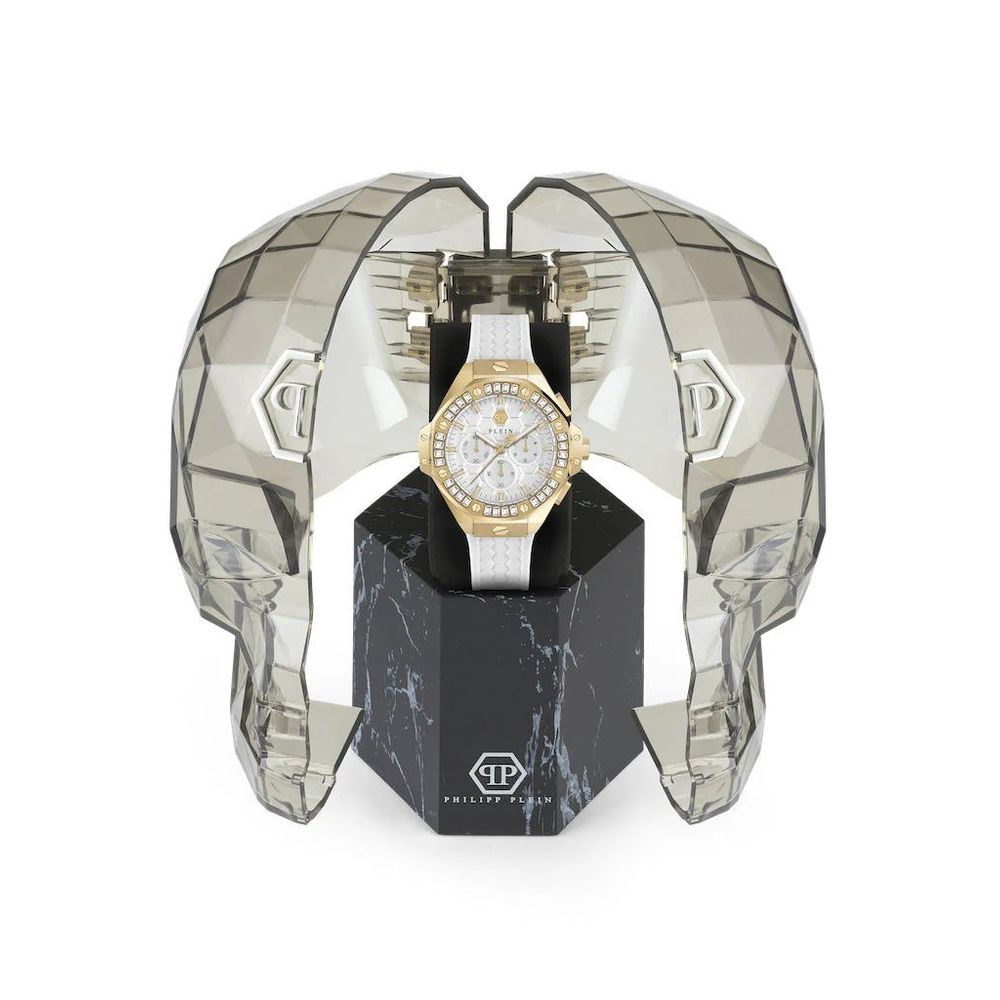 White Synthetic Dress Watch with Skeleton Dial