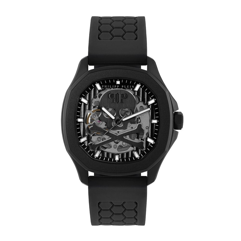 Schwarze Synthetik-Sportuhr mit Chronometer-Zifferblatt