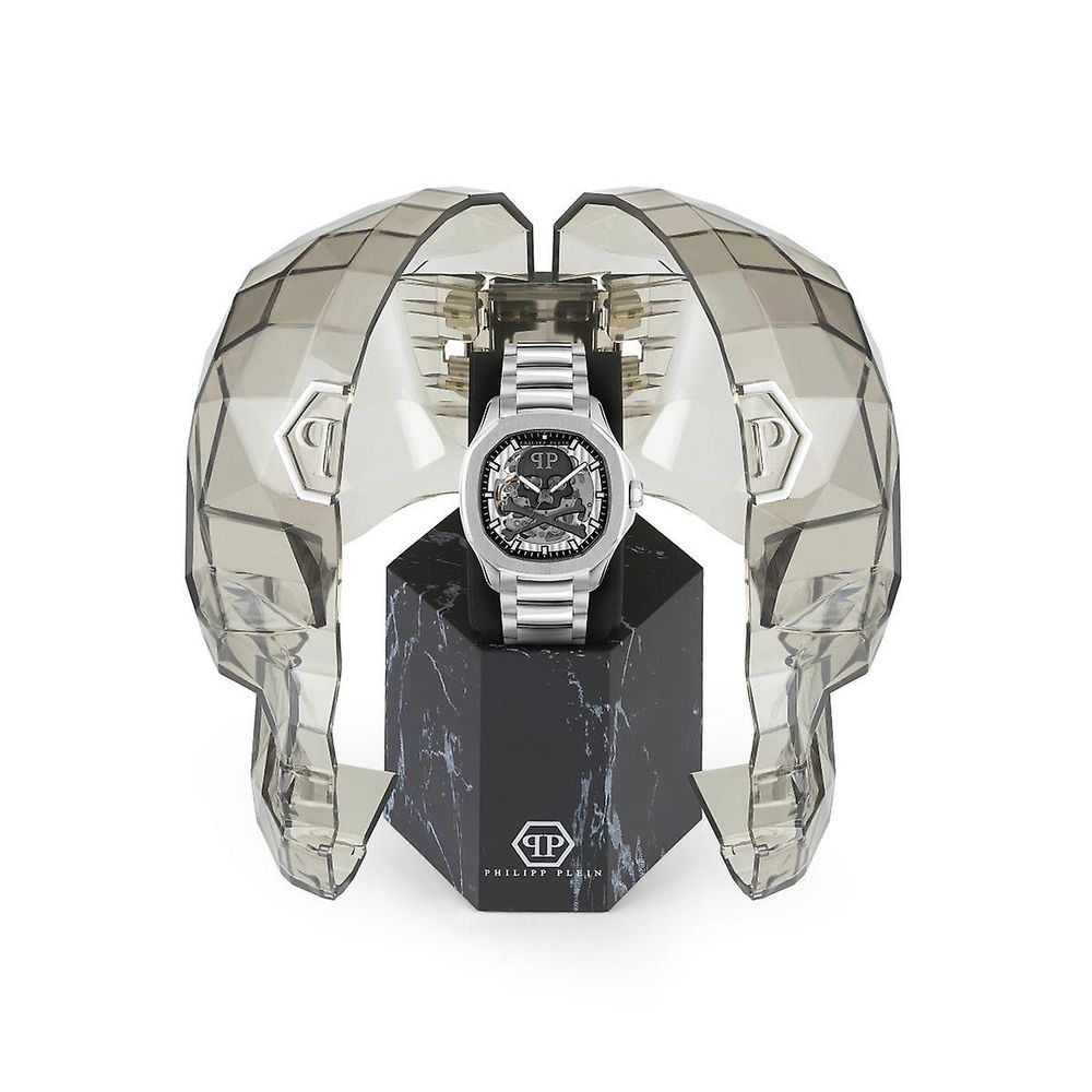 Gray Dress Watch with Skeleton Dial