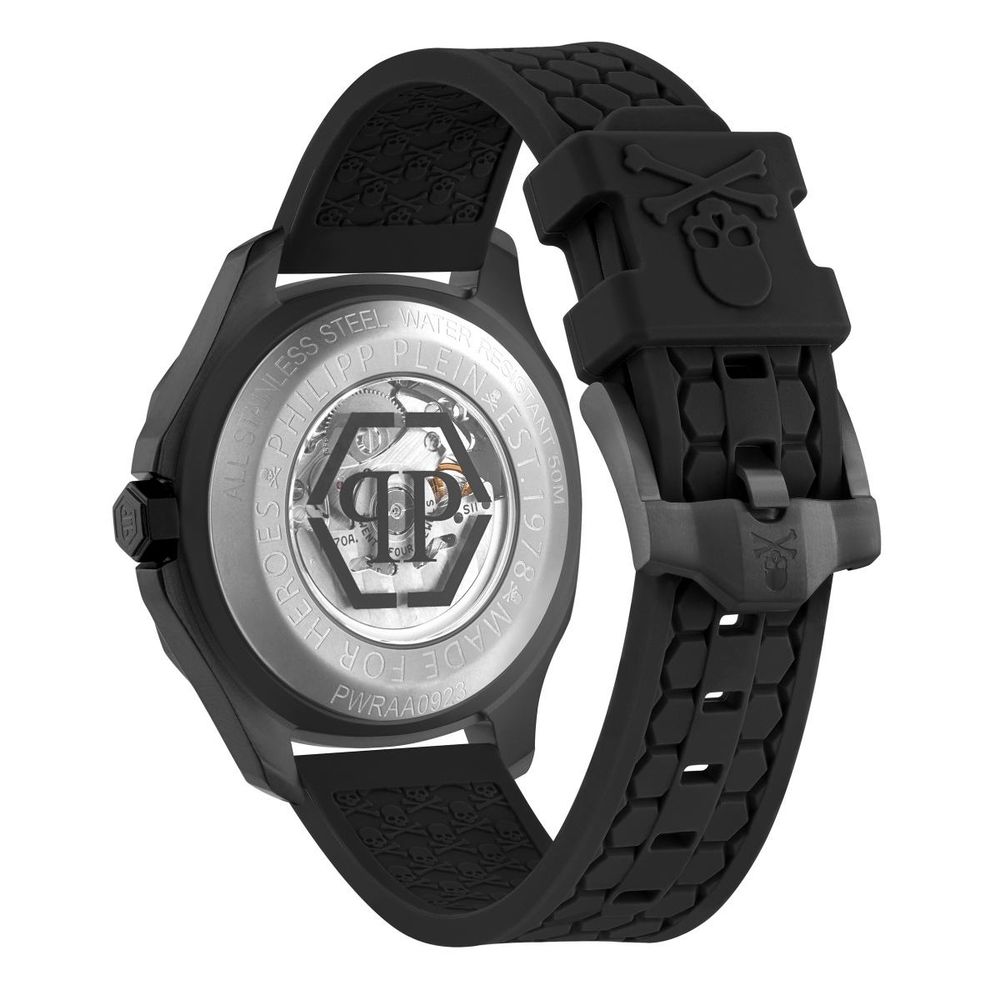 Schwarze Synthetik-Sportuhr mit Chronometer-Zifferblatt