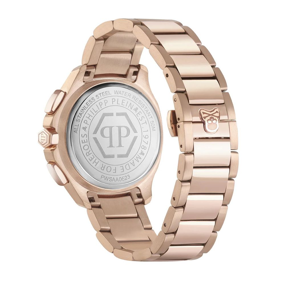 Pink Stainless Steel Dress Watch with Brown Dial