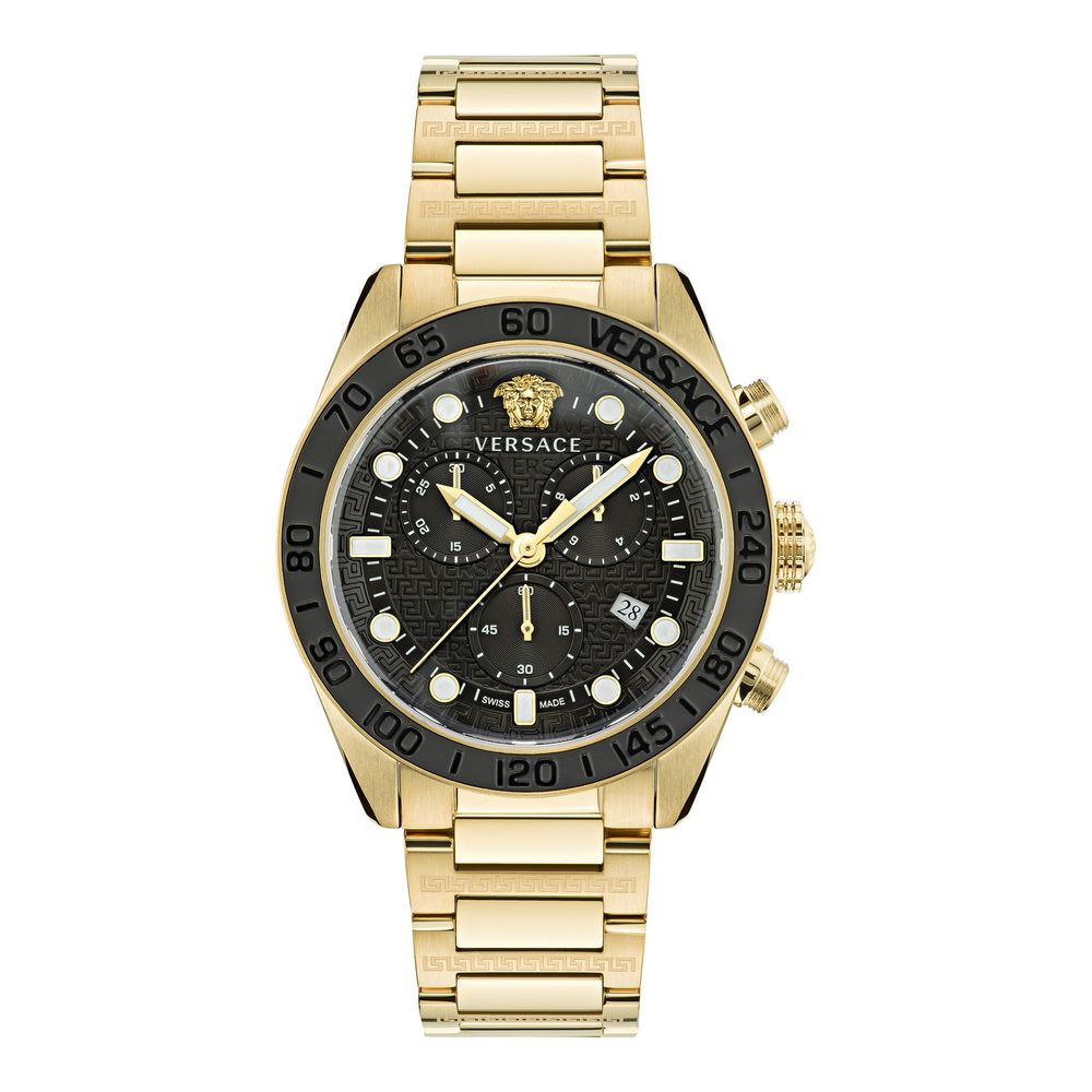Gold Dress Watch with Black Dial and Sapphire Glass