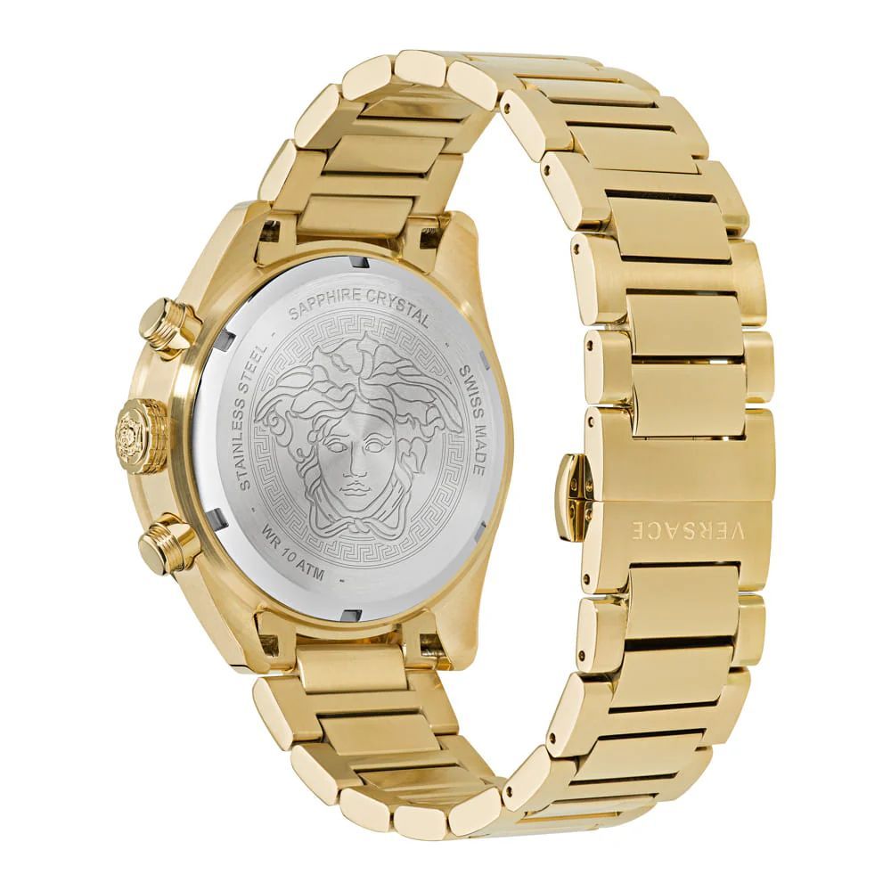 Gold Dress Watch with Black Dial and Sapphire Glass