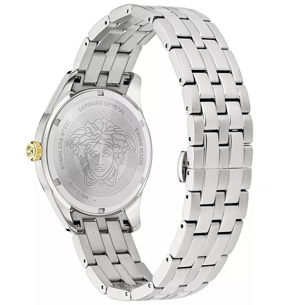 Gray Dress Watch with Blue Dial and GMT Function