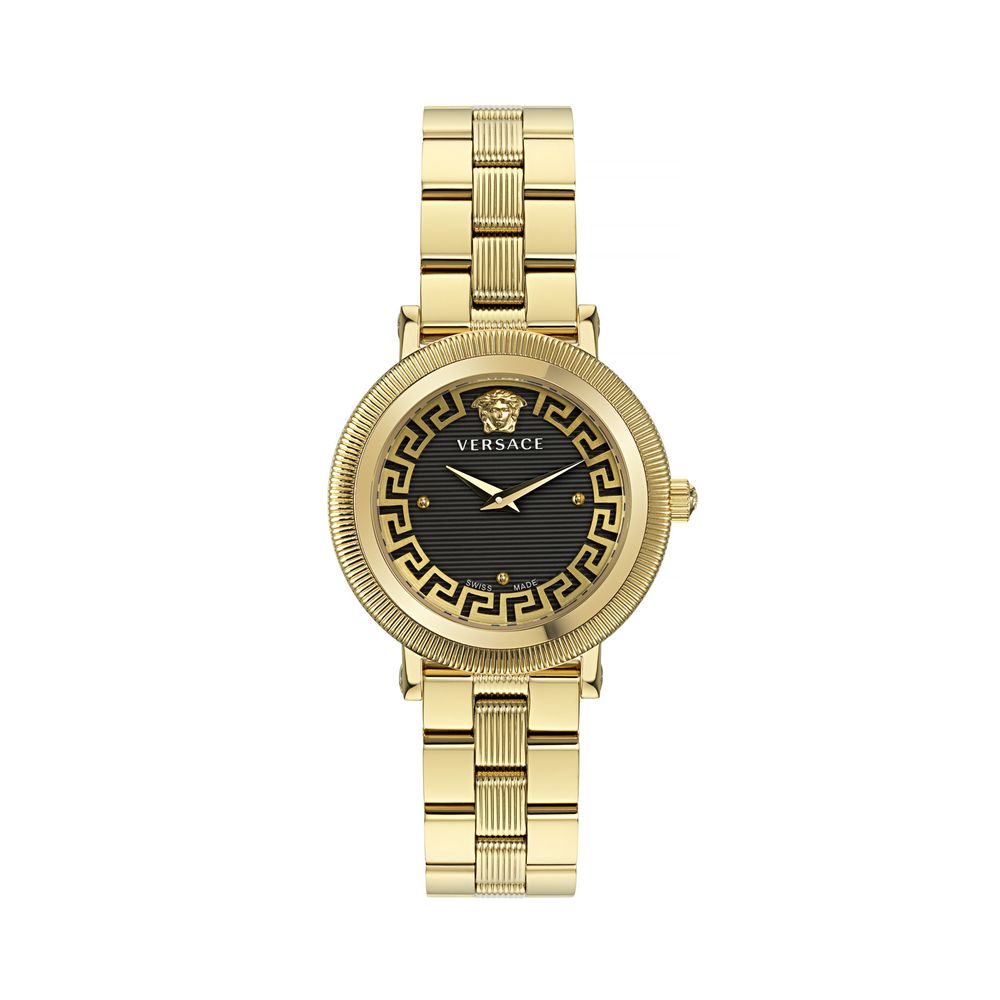 Gold Dress Watch with Black Dial and Sapphire Glass
