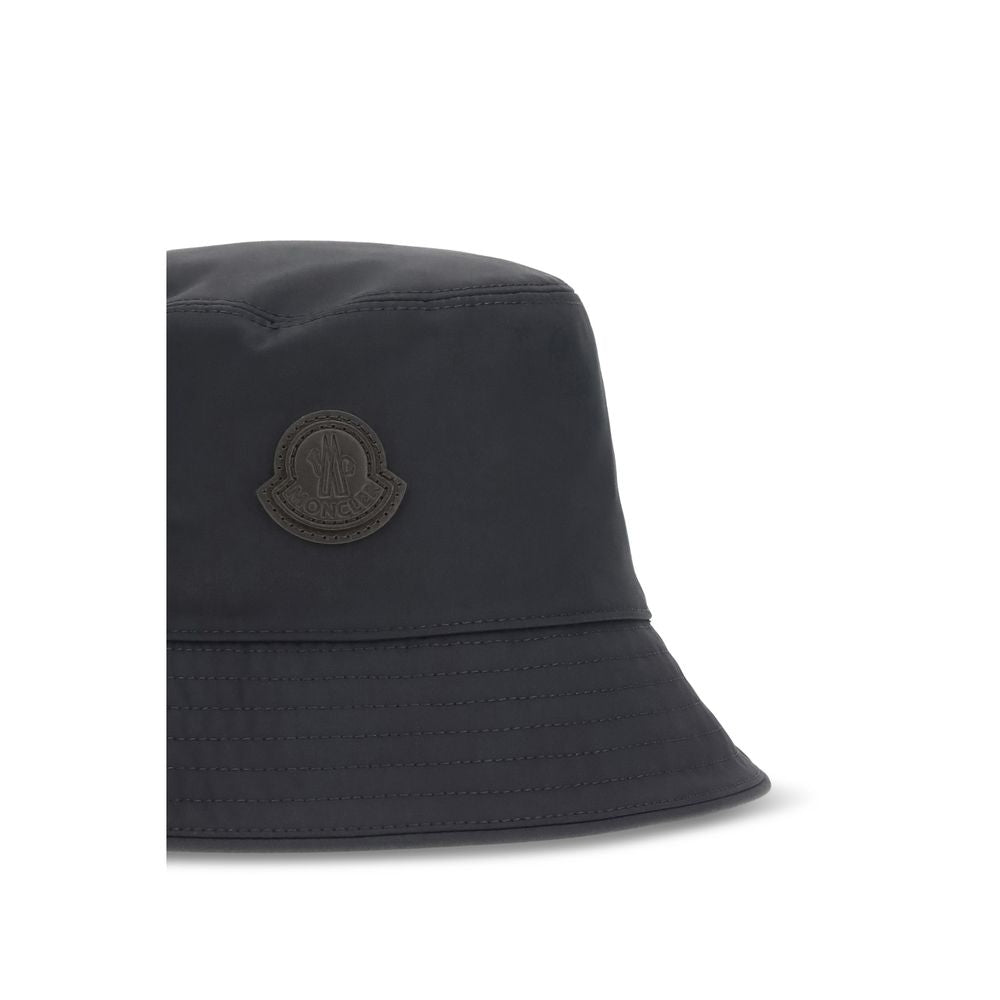 Blue Leather-Trim Cotton Bucket Hat by Moncler