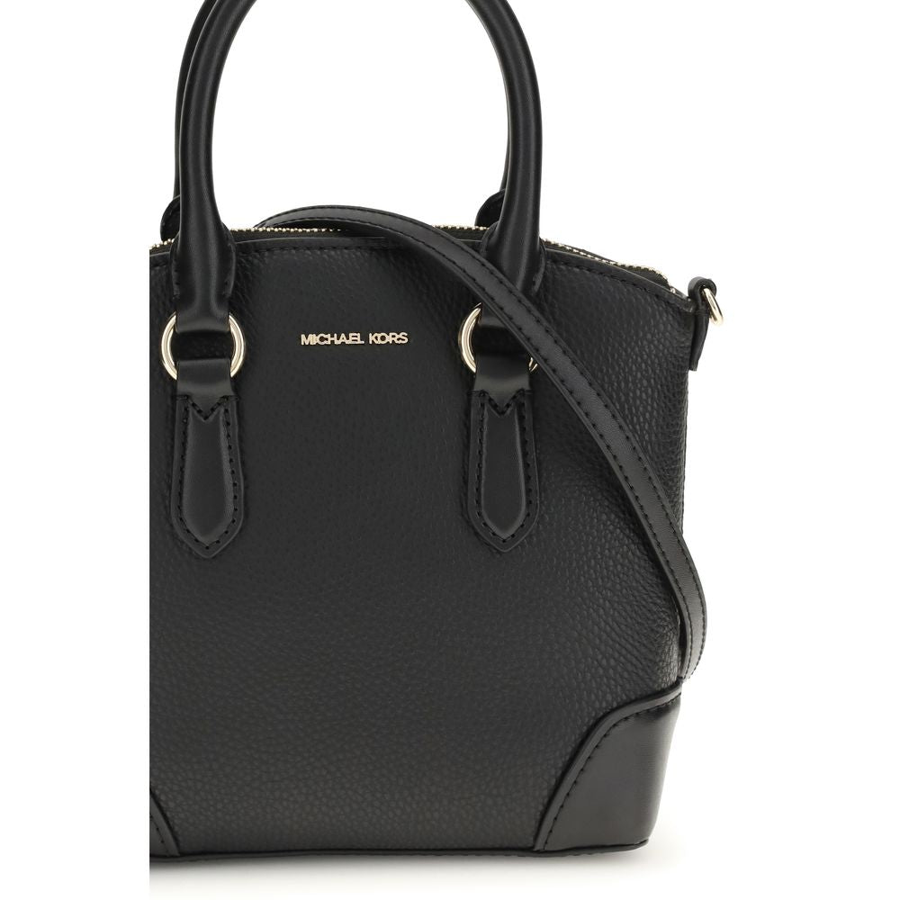 Black Leather Handbag with Signature Logo by Michael Kors