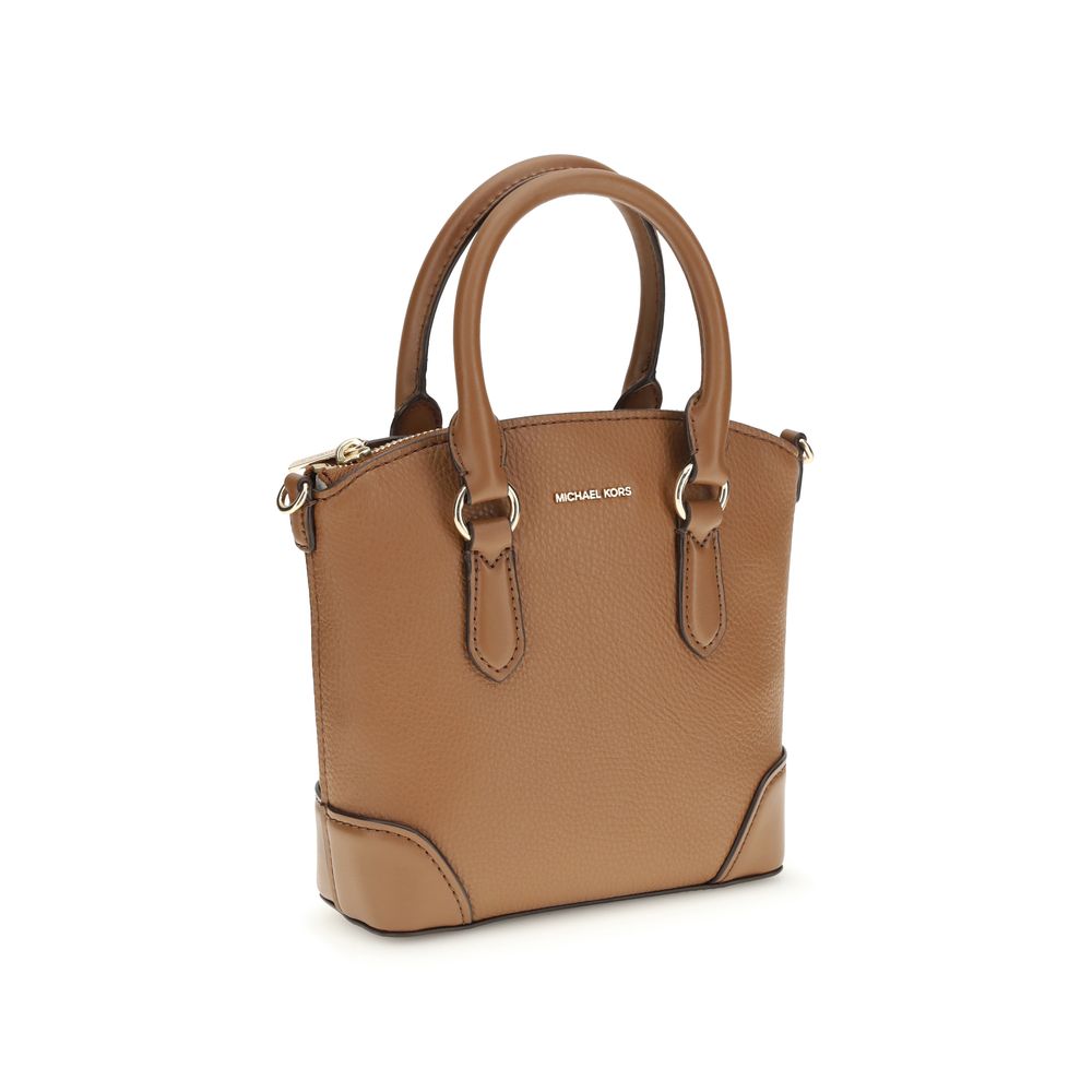 Beige Leather Handbag with Signature Logo