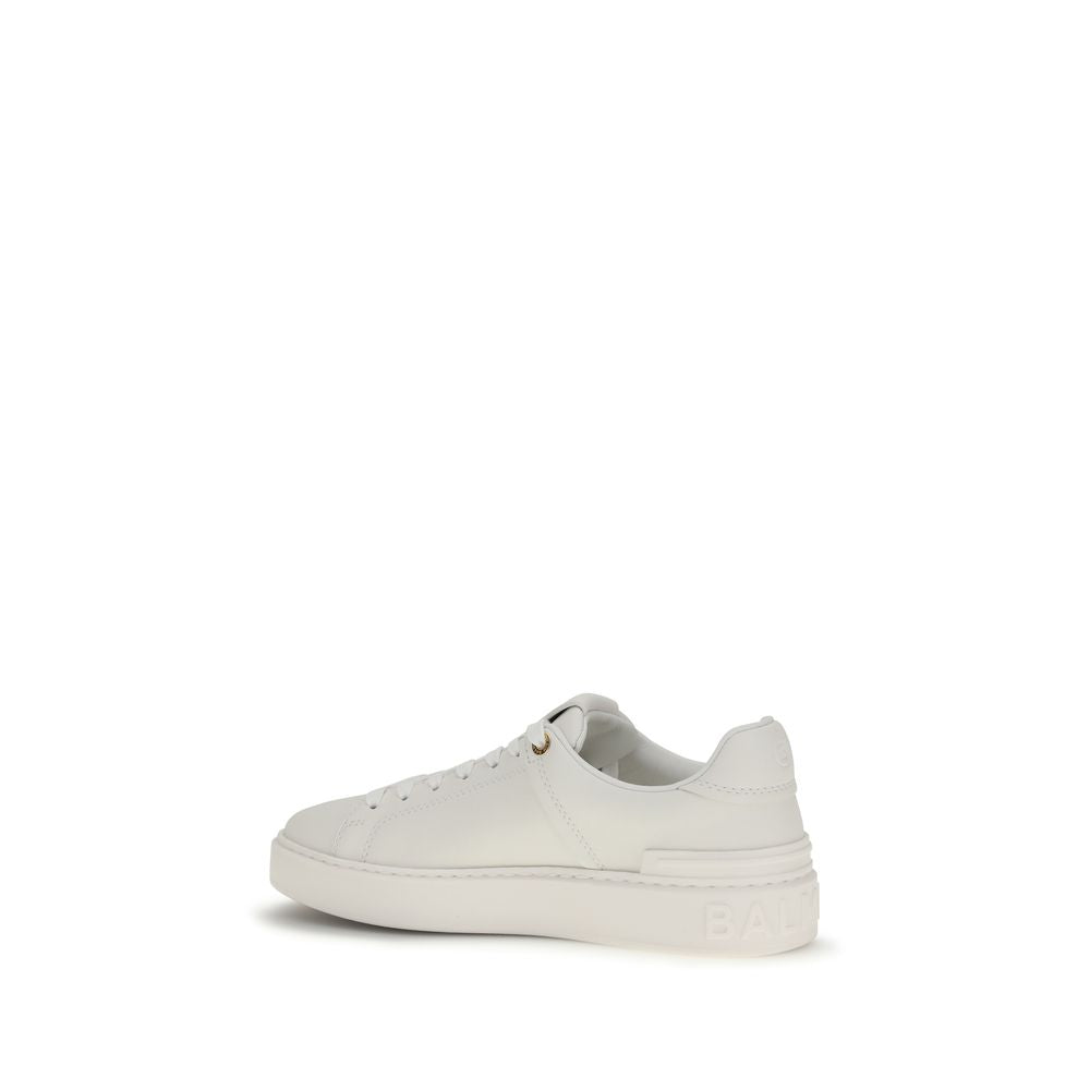 White Leather Low Top Sneakers Balmain Paris