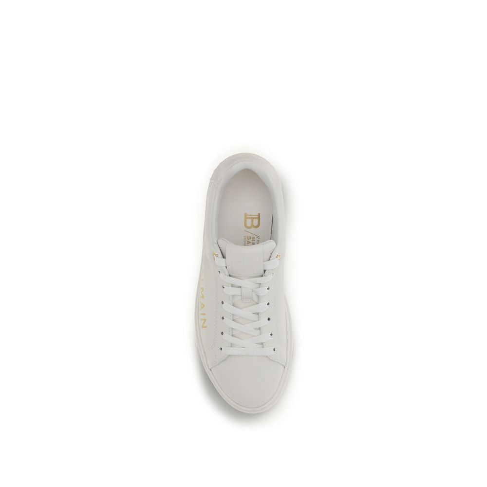 White Leather Low Top Sneakers Balmain Paris