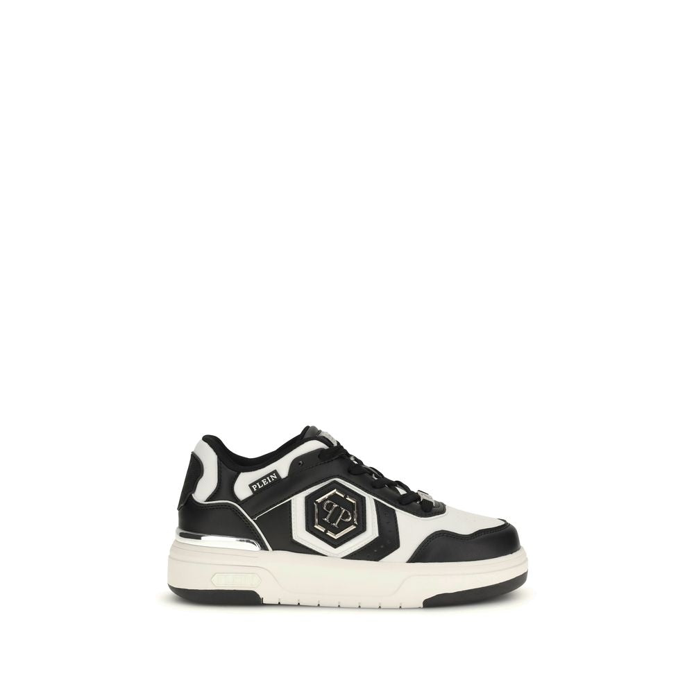 Schwarze sportliche Leder-Sneakers von Philippe Plein