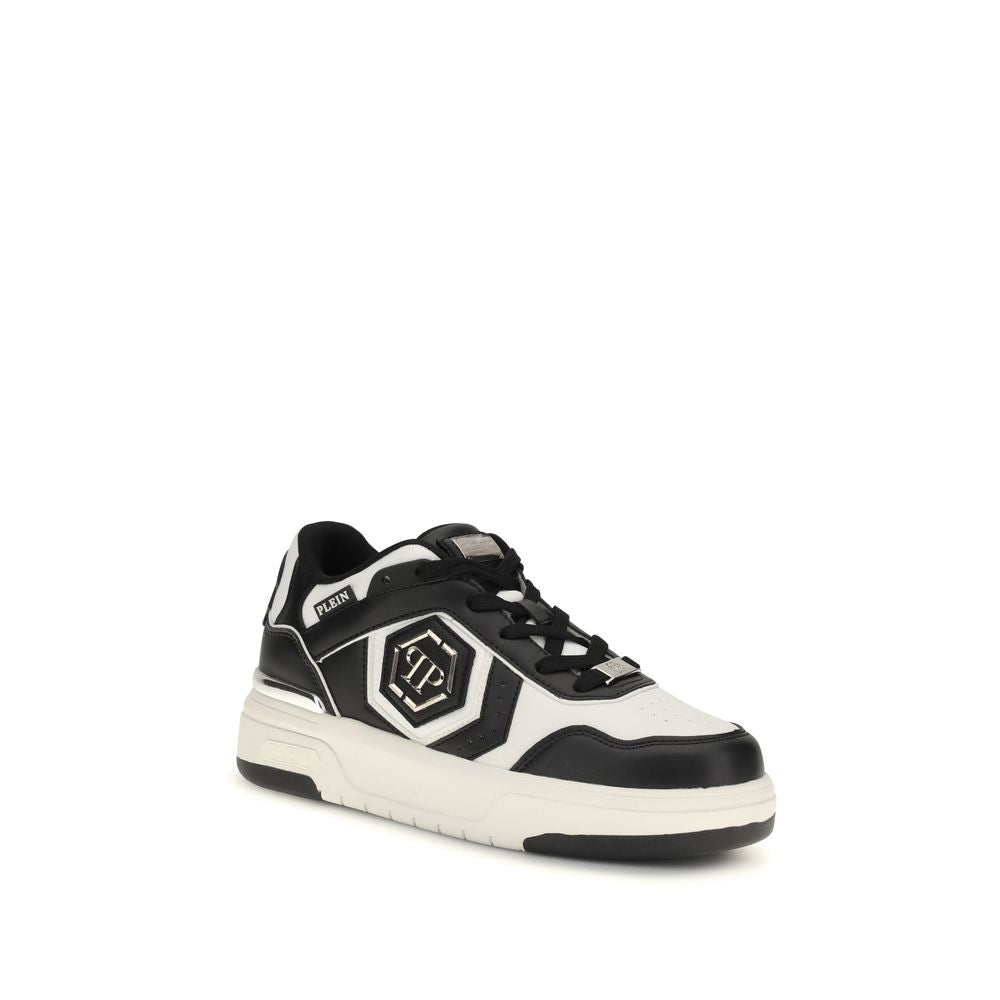 Schwarze sportliche Leder-Sneakers von Philippe Plein