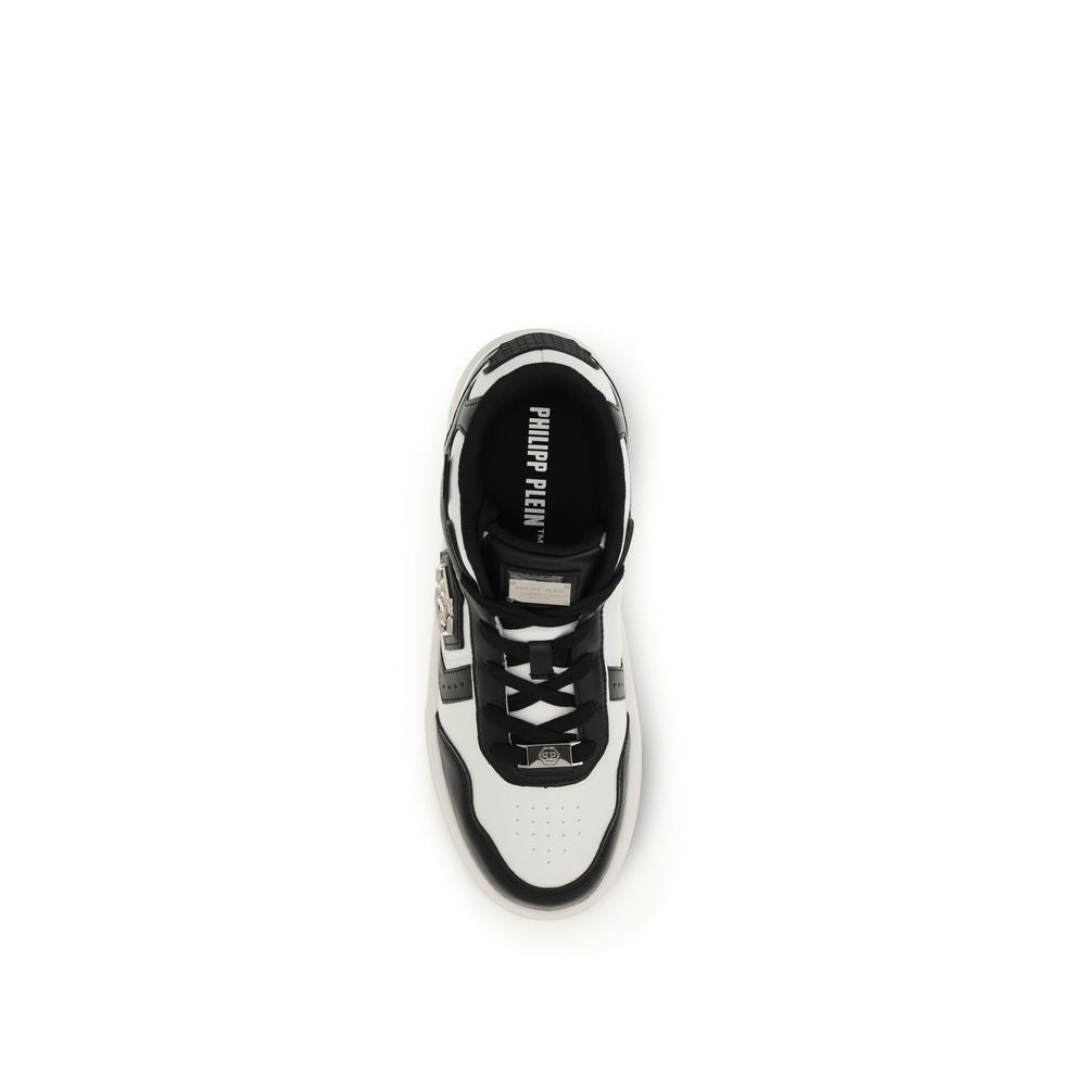 Schwarze sportliche Leder-Sneakers von Philippe Plein
