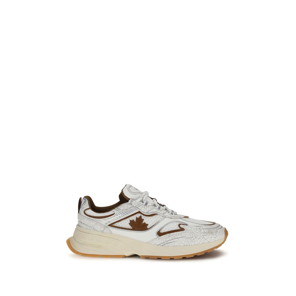 White Leather Athletic Sneakers by Dsquared2