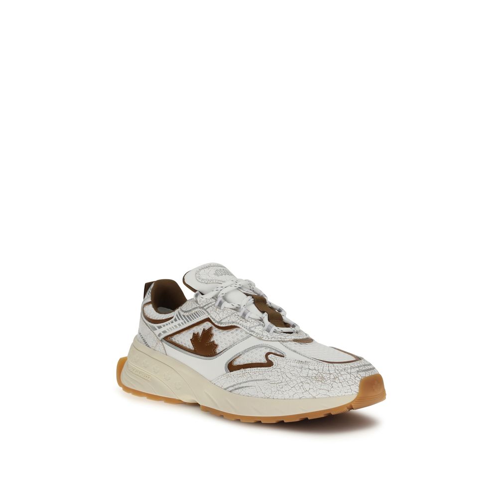 White Leather Athletic Sneakers by Dsquared2