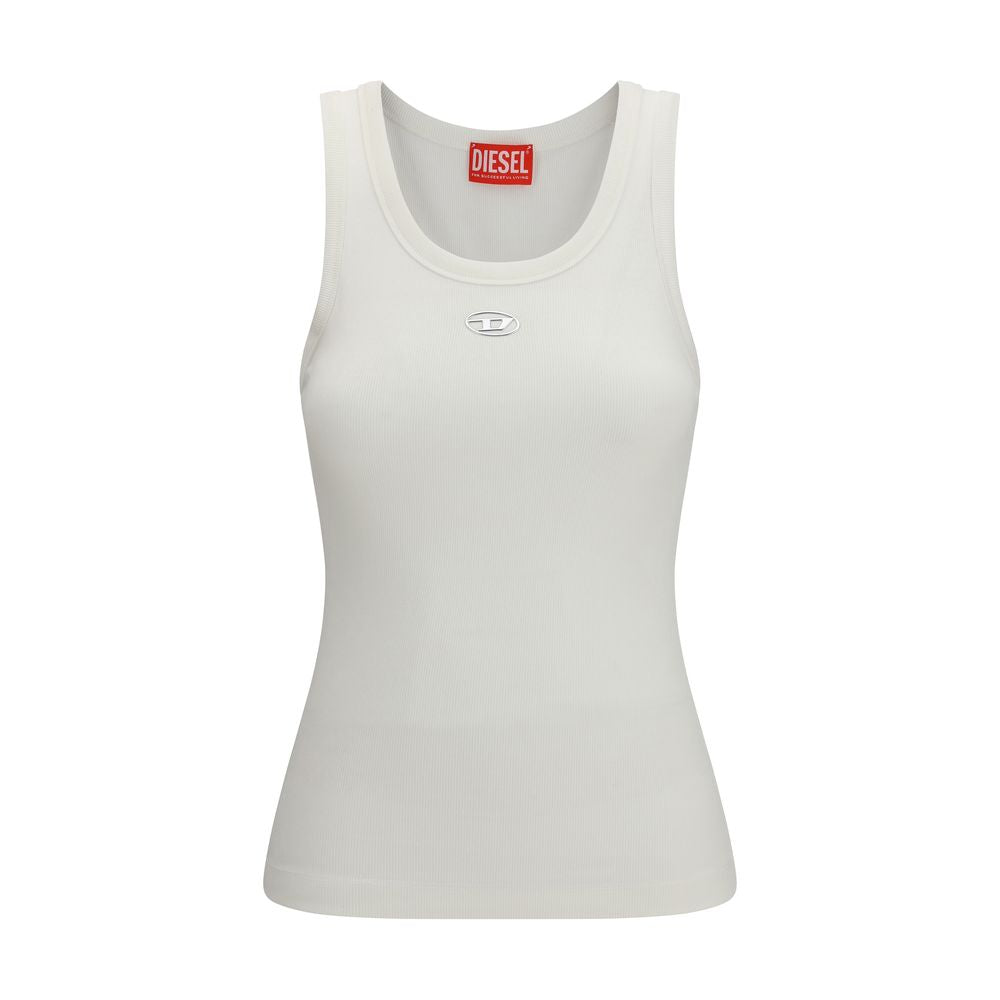 White Cotton Sleeveless Tank Top by Diesel