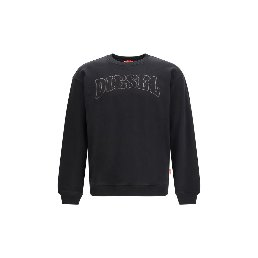 Schwarzes Baumwoll-Sweatshirt mit Logo-Schriftzug von Diesel