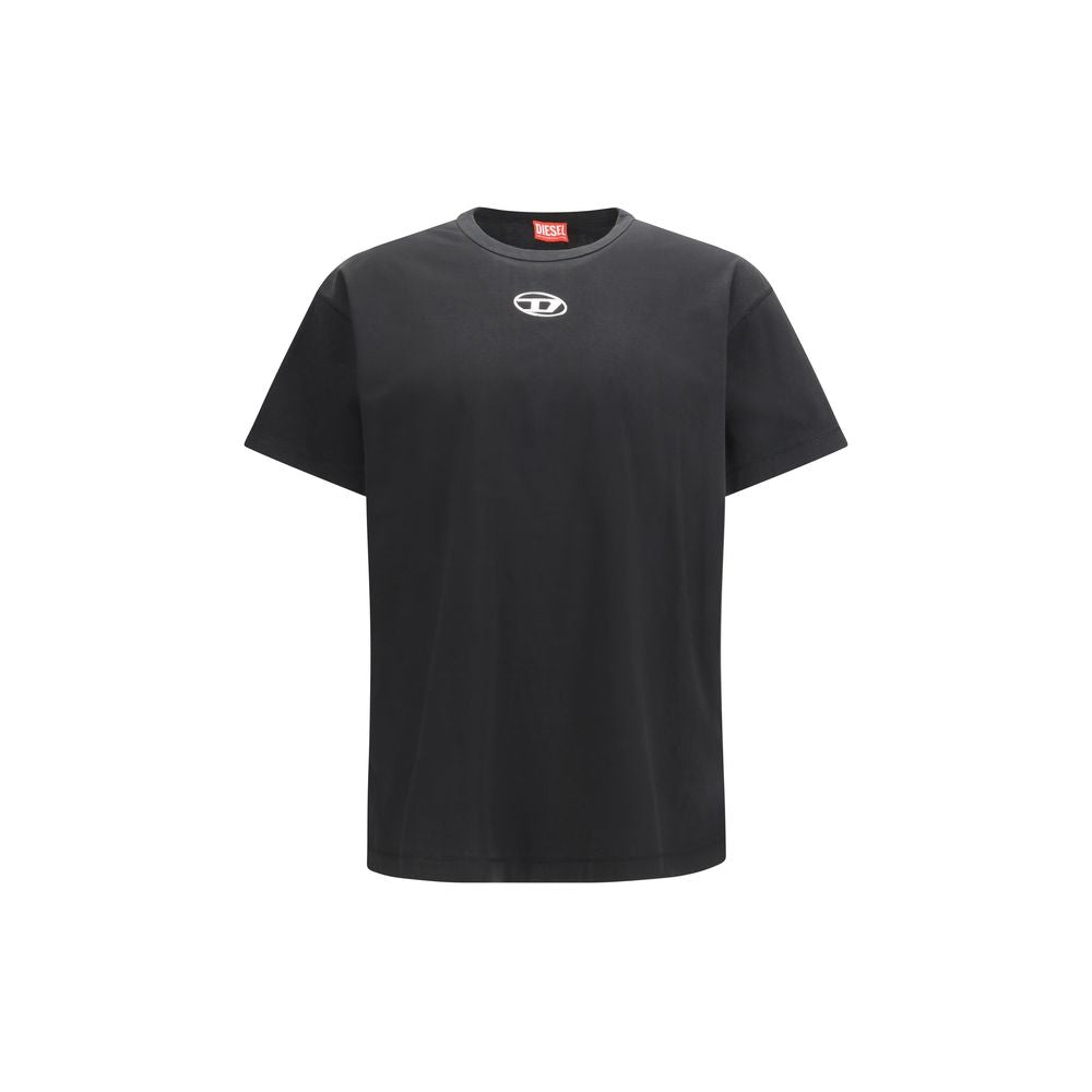 Black Cotton T-Shirt with Subtle Logo Detail