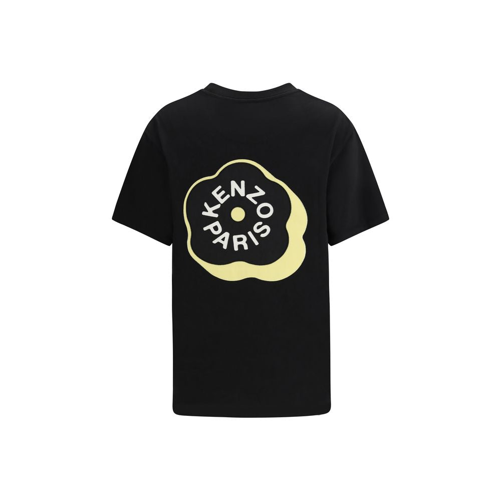 Schwarzes Baumwoll-T-Shirt mit Signature-Stickerei