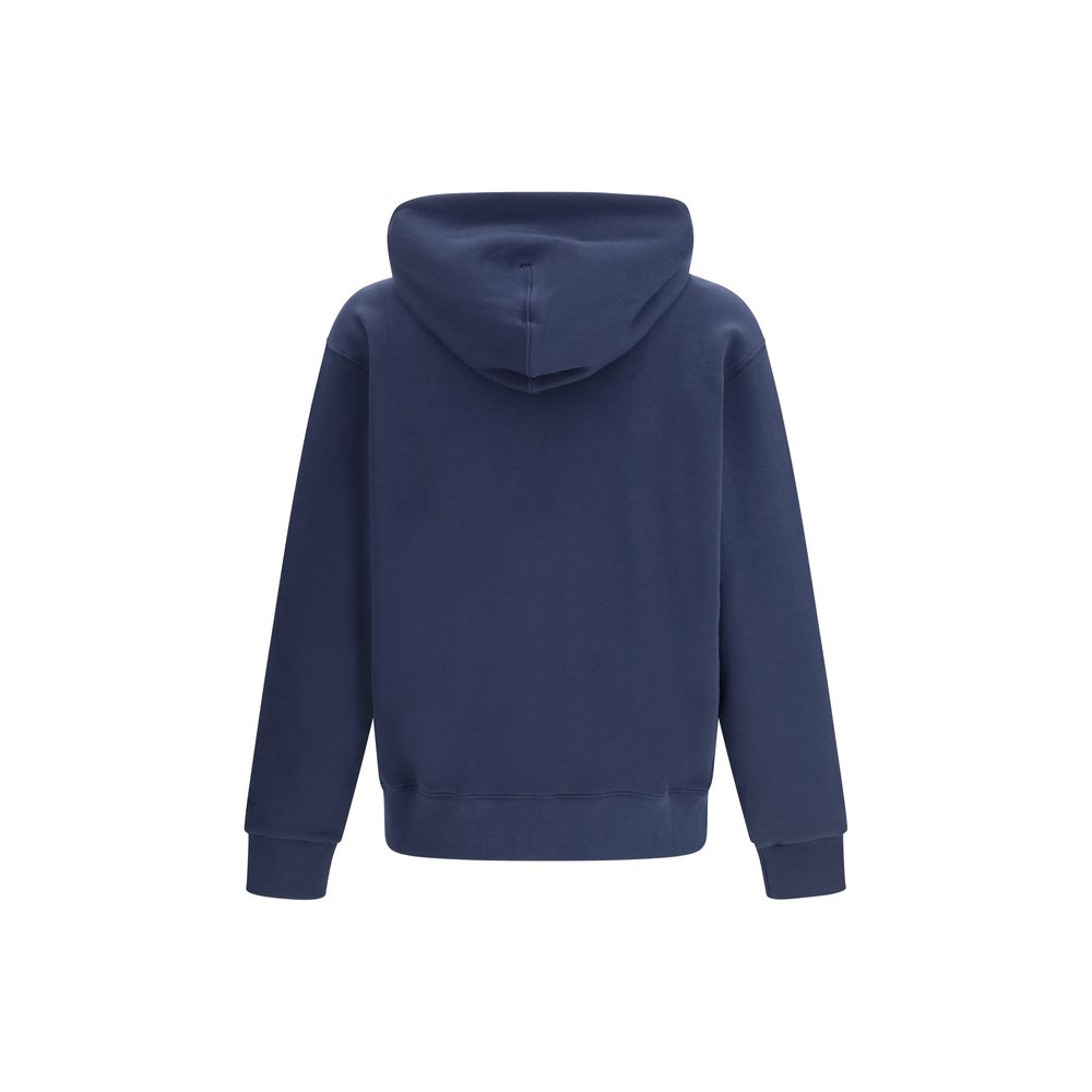 Blauer Baumwoll-Hoodie mit gesticktem Wappen