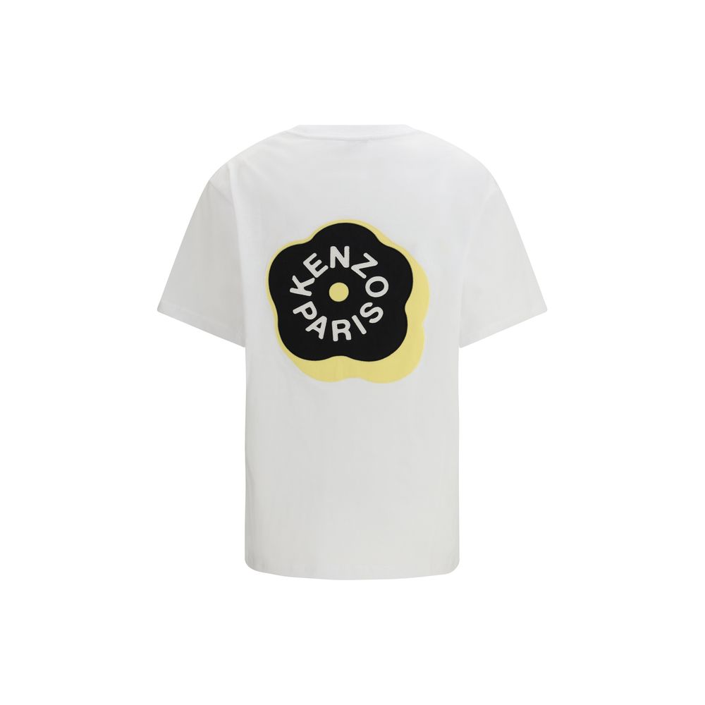 White Cotton T-Shirt with Kenzo Boke Flower Embroidery