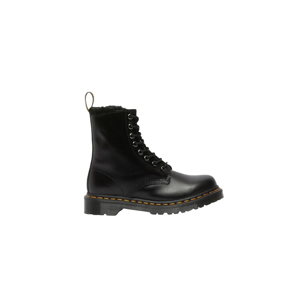 Schwarze Leder-Schnürstiefeletten