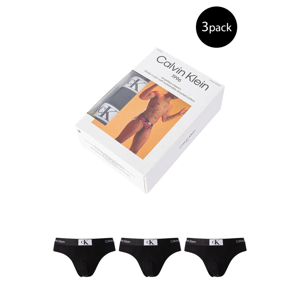 Schwarze Baumwollslips mit Logobund 3er-Pack