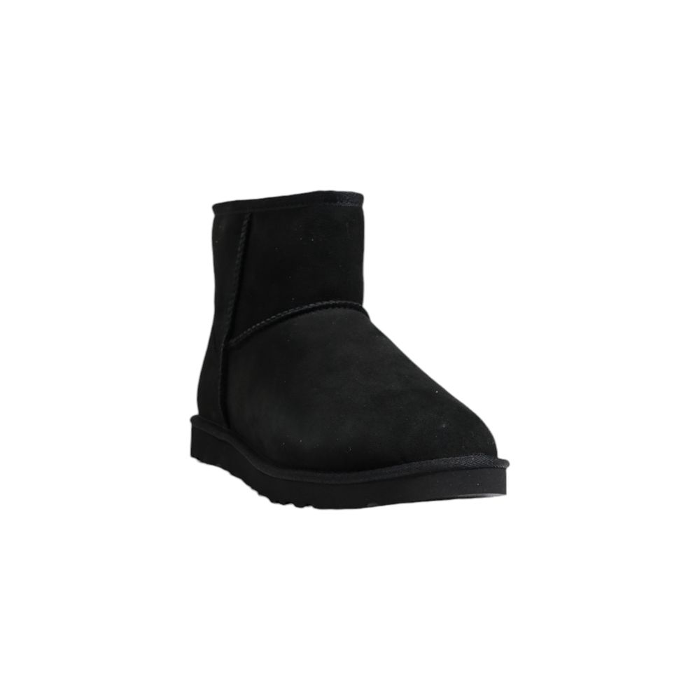 Schwarze Stiefeletten aus Leder und Wildleder mit weichem Futter