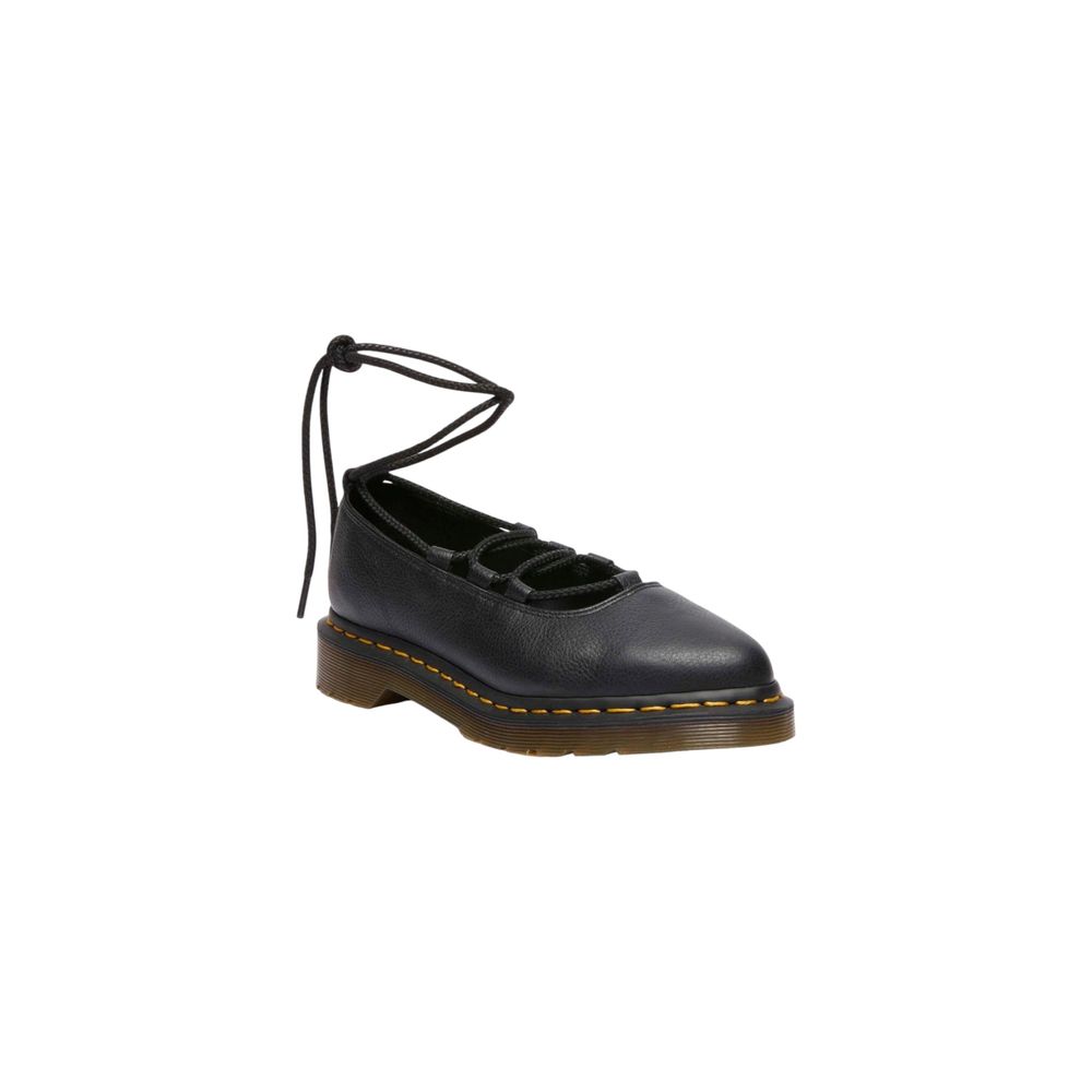 Schwarze Plateaupumps aus Leder mit Gummisohle