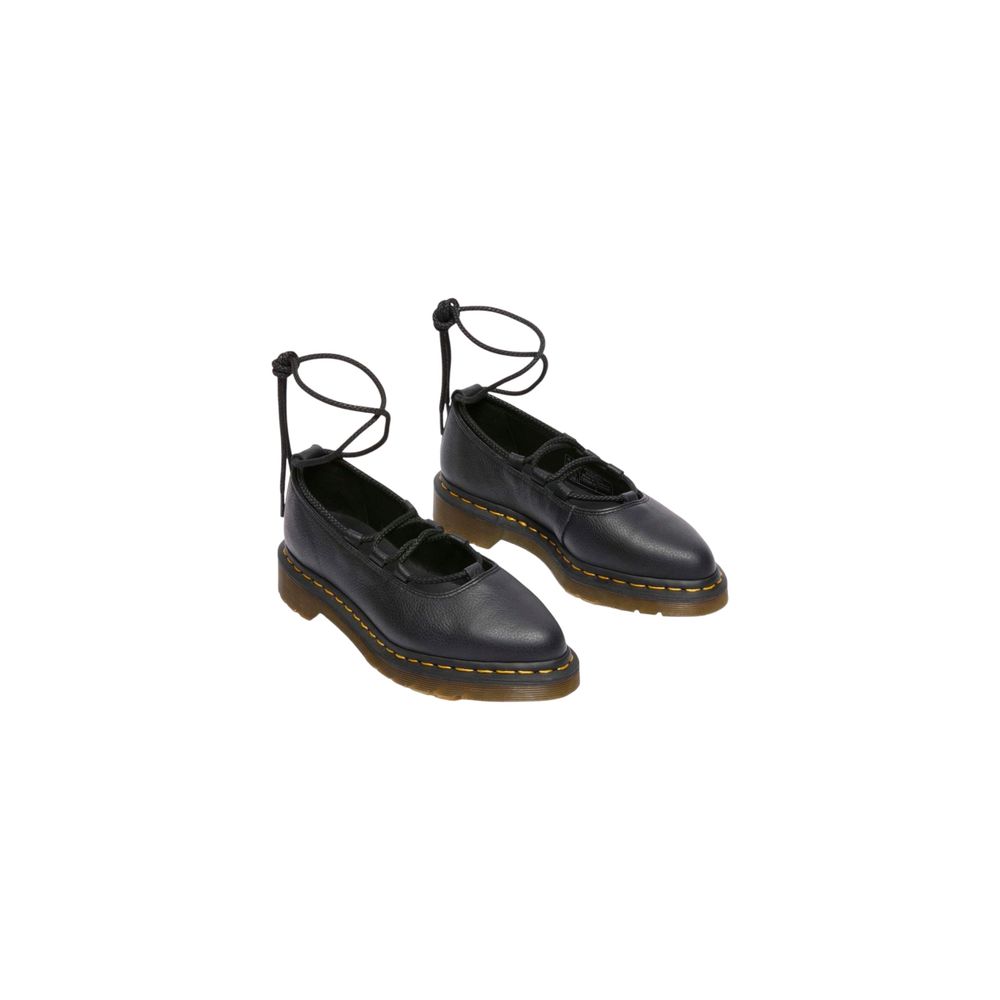 Schwarze Plateaupumps aus Leder mit Gummisohle