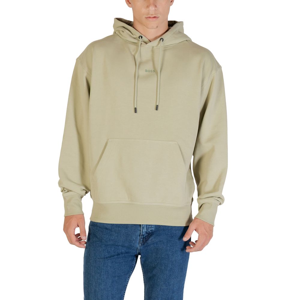 Green Cotton Hoodie with Embroidered Logo and Drawstring Hood