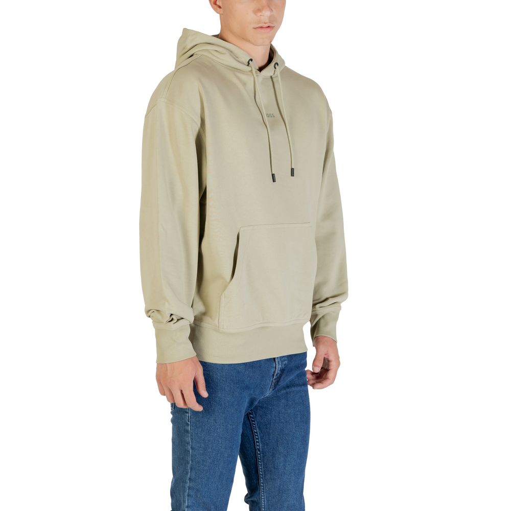 Green Cotton Hoodie with Embroidered Logo and Drawstring Hood