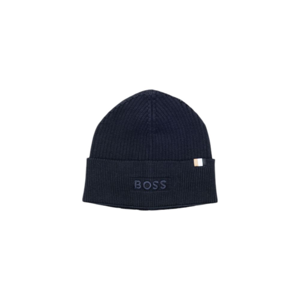 Blue Cotton Wool Beanie with Logo Detail