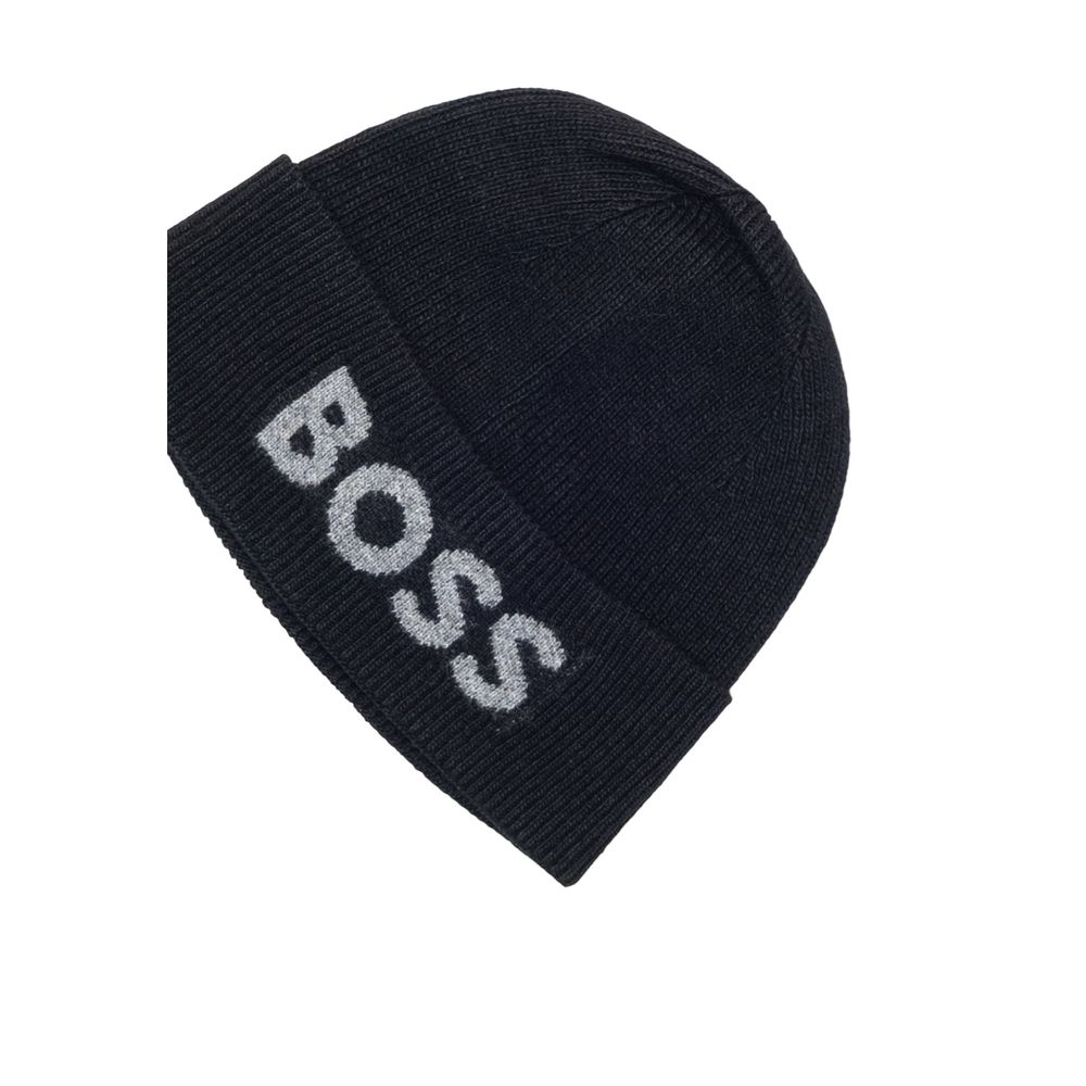 Black Synthetic Baseball Cap with Logo Embroidery