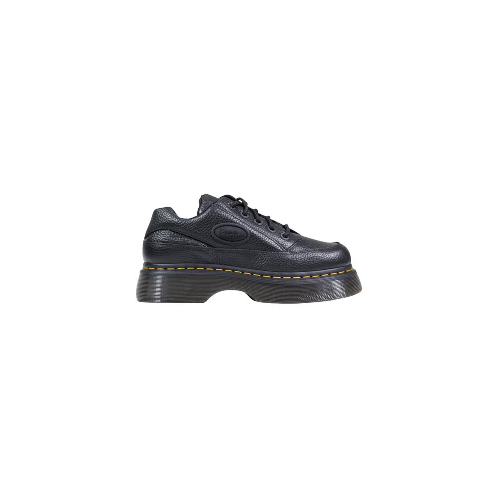 Schwarze Leder-Plateaupumps mit klobiger Sohle