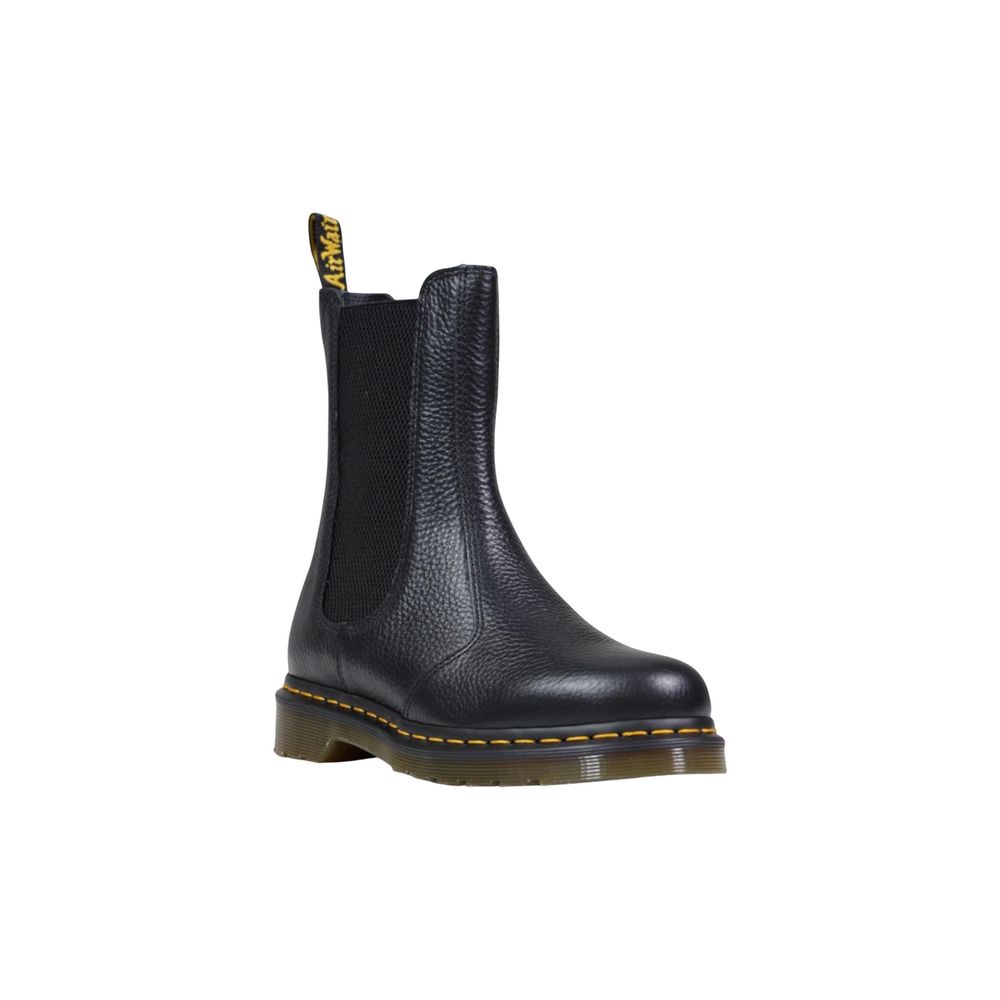 Schwarze Leder-Stiefeletten mit Chelsea-Elastikeinsätzen