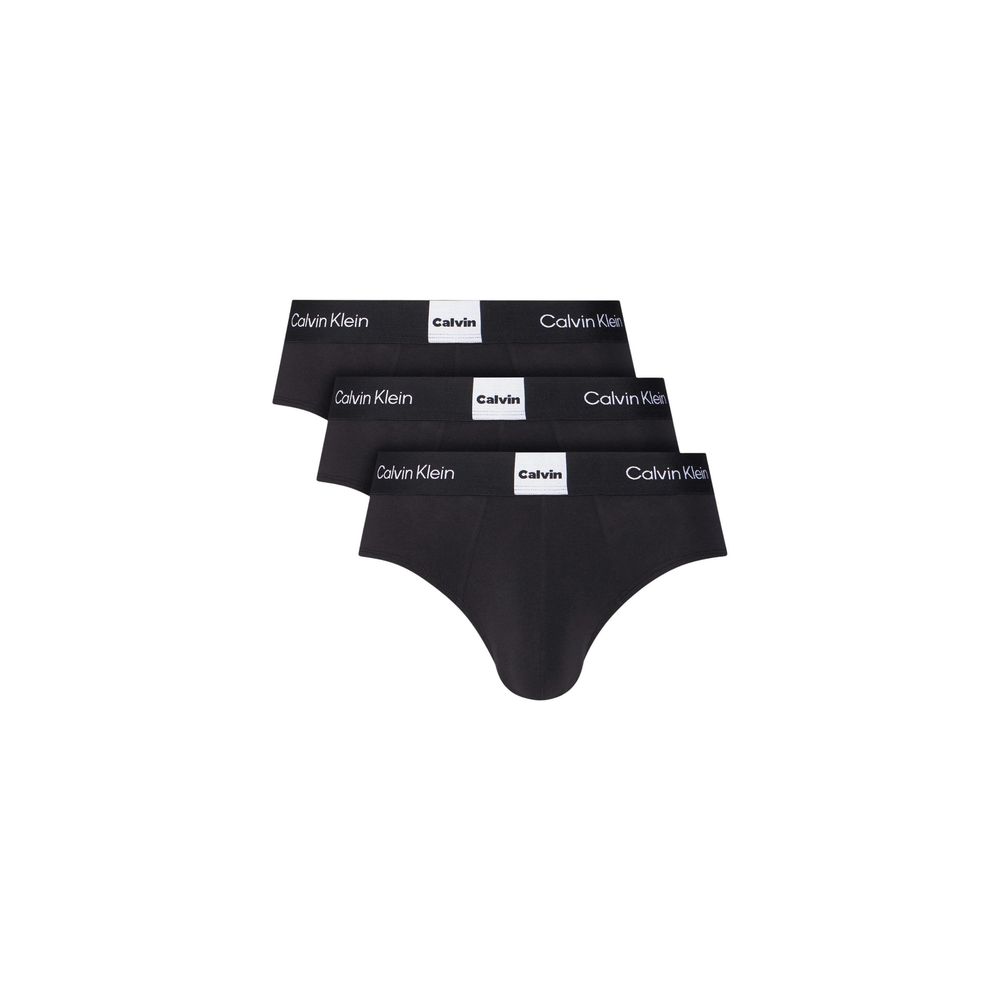 Schwarze Baumwollslips mit Logobund im 3er-Pack
