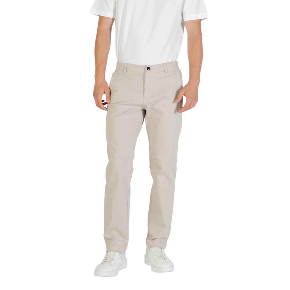 Beige Synthetic Casual Pants with Comfort Fit